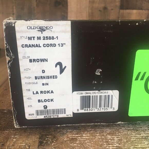 Old Gringo MTM2588-1 Cranal Cord 13” Square Toe Cowboy Boots Mens 9 D - Picture 9 of 12